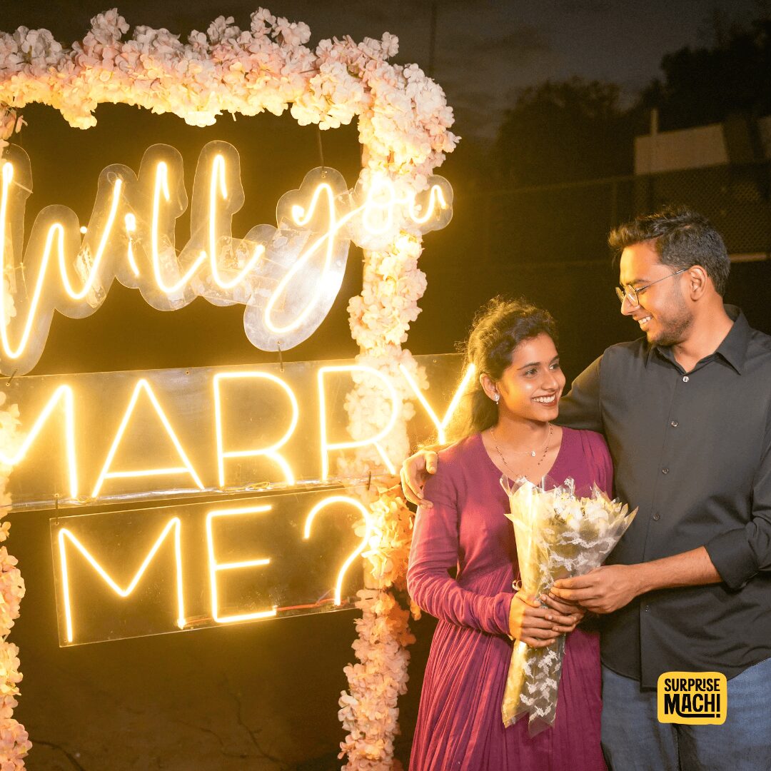 Will you marry me neon proposal setup