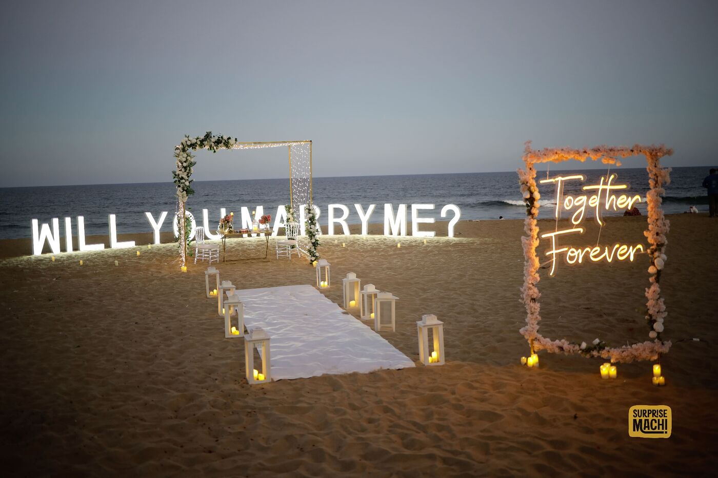 Will you marry me beach proposal at twilight